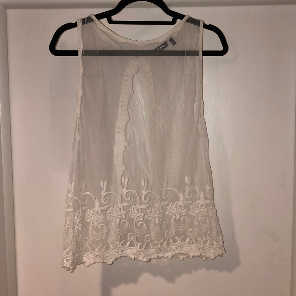 White Lace Overlay Tank Top